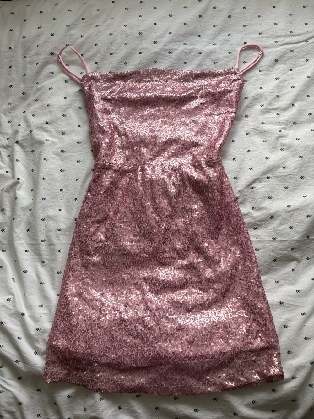 Pink sequin mini dress